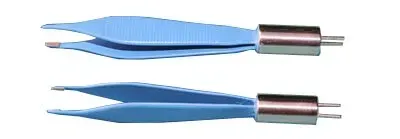 Straight bipolar forceps with closed 6x1 mm jaws, 140 mm