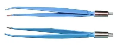 Bipolar forceps with closed curved 9x3 mm jaws, 200 mm long